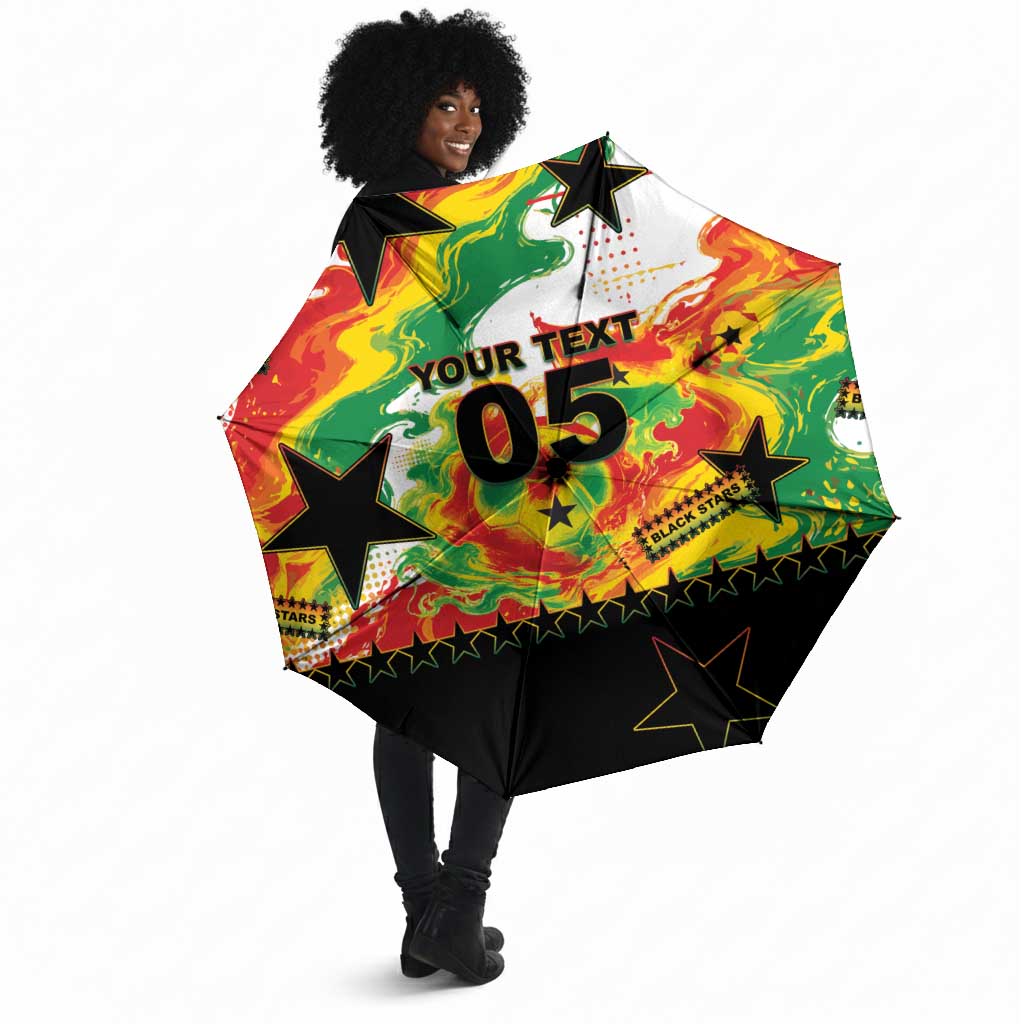 Custom Ghana Football Umbrella African Pride Flag Colors Flame