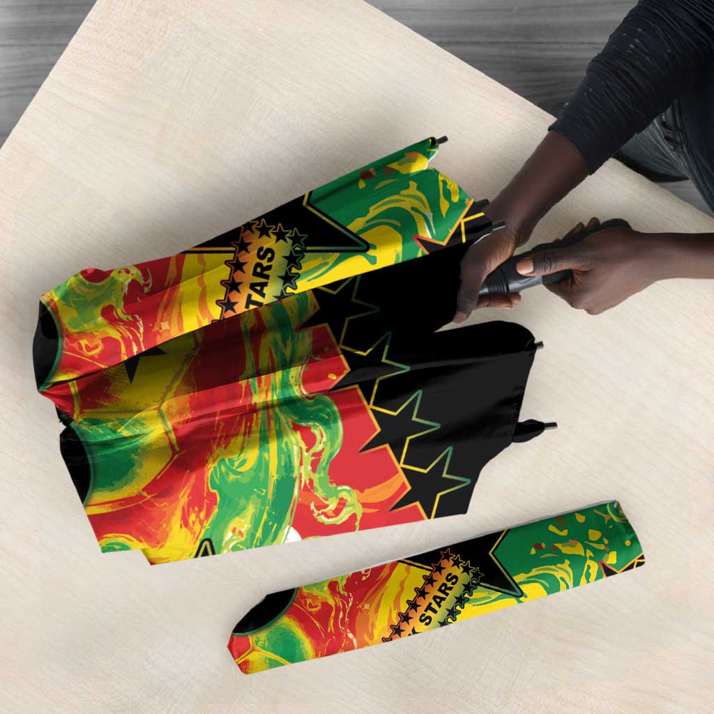 Custom Ghana Football Umbrella African Pride Flag Colors Flame