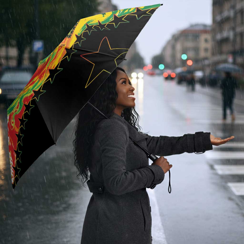 Custom Ghana Football Umbrella African Pride Flag Colors Flame