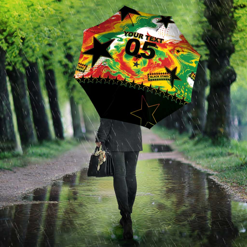 Custom Ghana Football Umbrella African Pride Flag Colors Flame