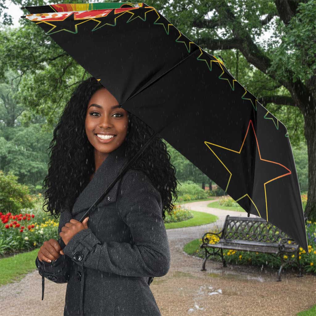 Custom Ghana Football Umbrella African Pride Flag Colors Flame
