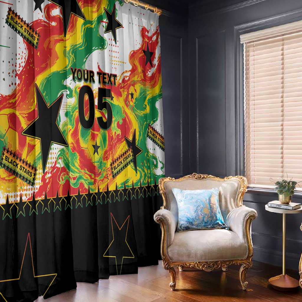 Custom Ghana Football Window Curtain African Pride Flag Colors Flame
