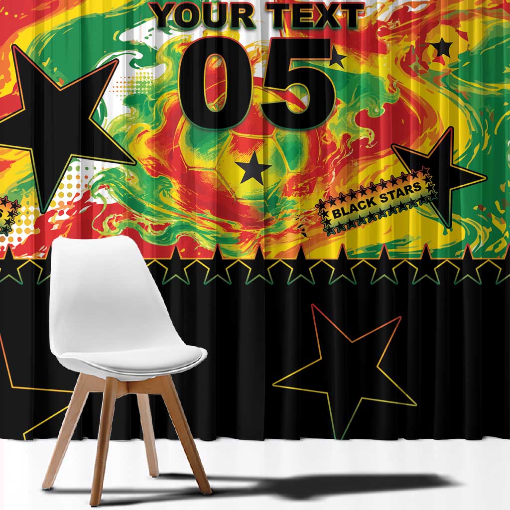 Custom Ghana Football Window Curtain African Pride Flag Colors Flame