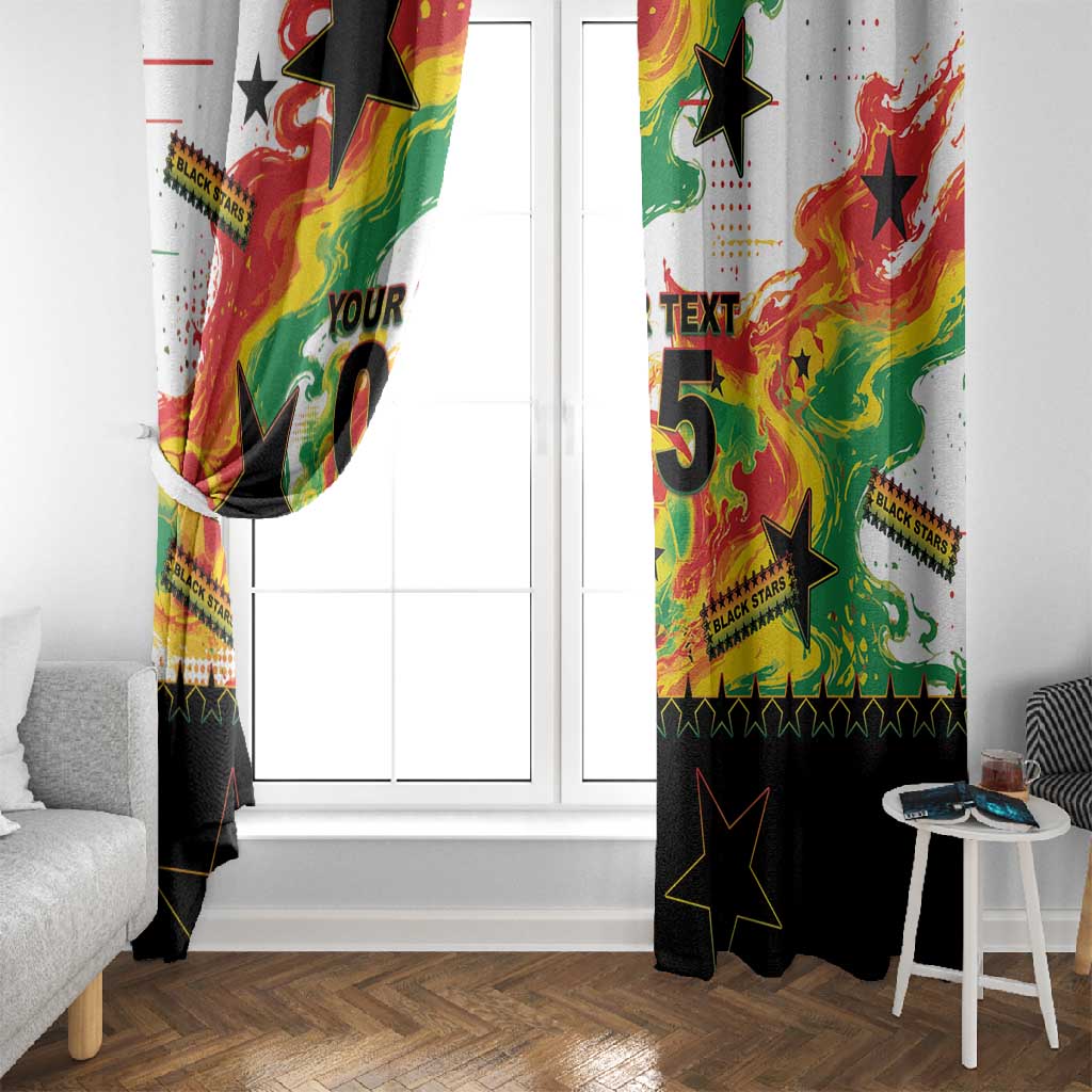 Custom Ghana Football Window Curtain African Pride Flag Colors Flame