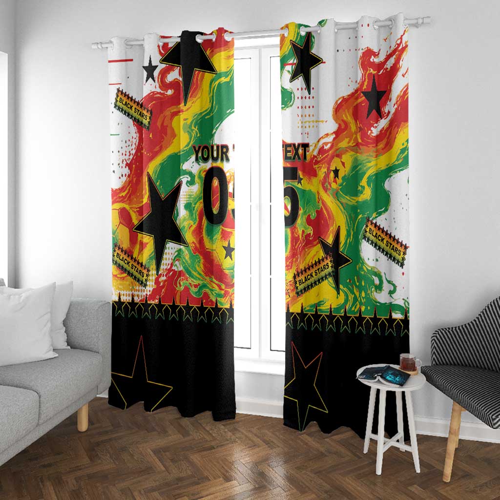 Custom Ghana Football Window Curtain African Pride Flag Colors Flame