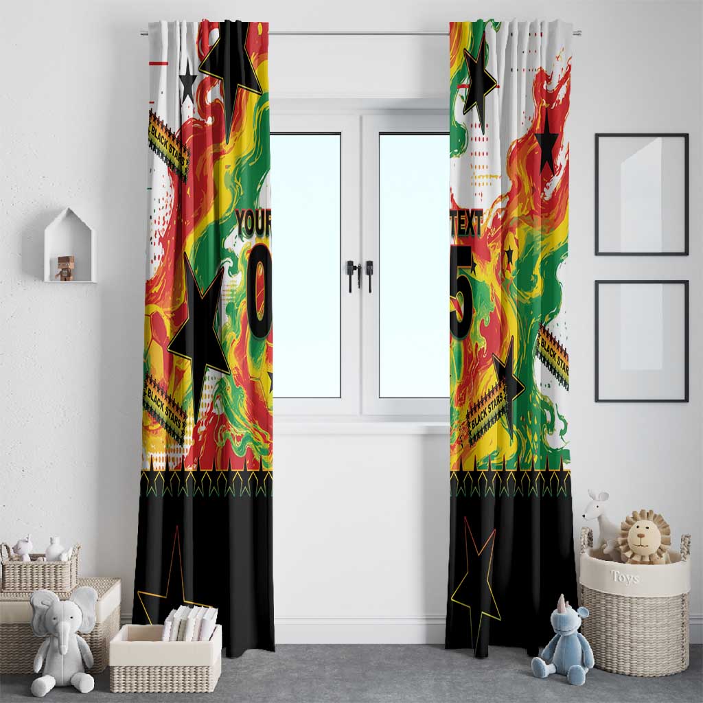 Custom Ghana Football Window Curtain African Pride Flag Colors Flame
