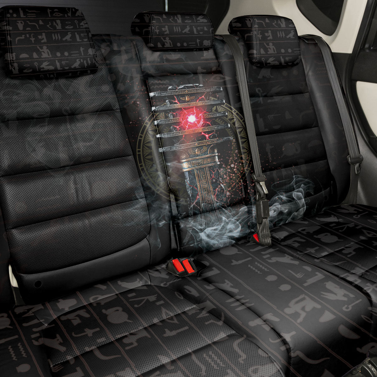 Egypt Djed Back Car Seat Cover Glow Smoky Dark Style