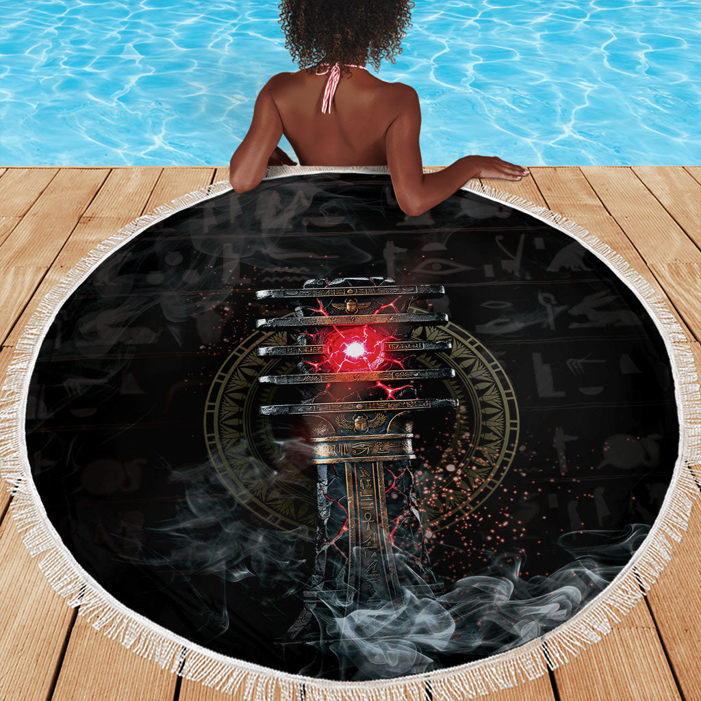 Egypt Djed Beach Blanket Glow Smoky Dark Style