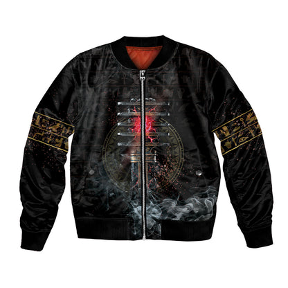 Egypt Djed Bomber Jacket Glow Smoky Dark Style