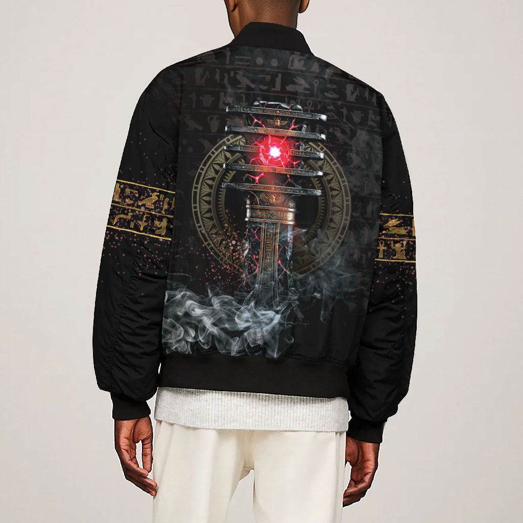 Egypt Djed Bomber Jacket Glow Smoky Dark Style