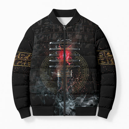 Egypt Djed Bomber Puffer Jacket Glow Smoky Dark Style