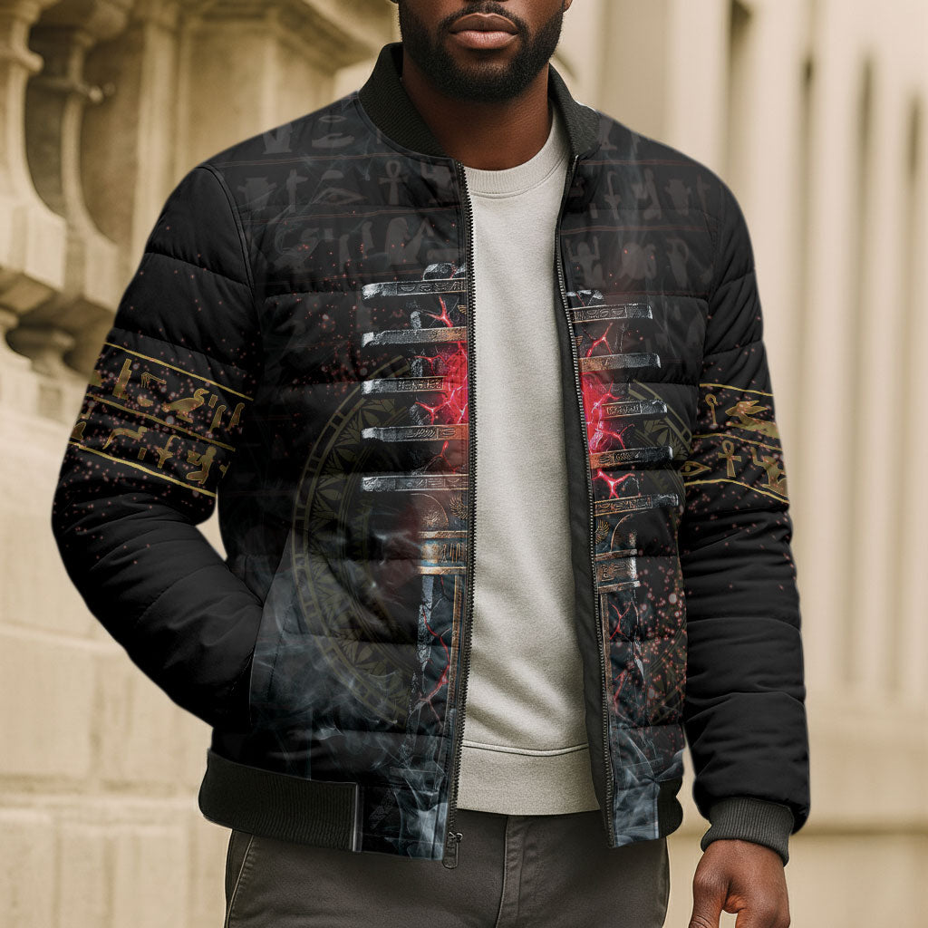 Egypt Djed Bomber Puffer Jacket Glow Smoky Dark Style