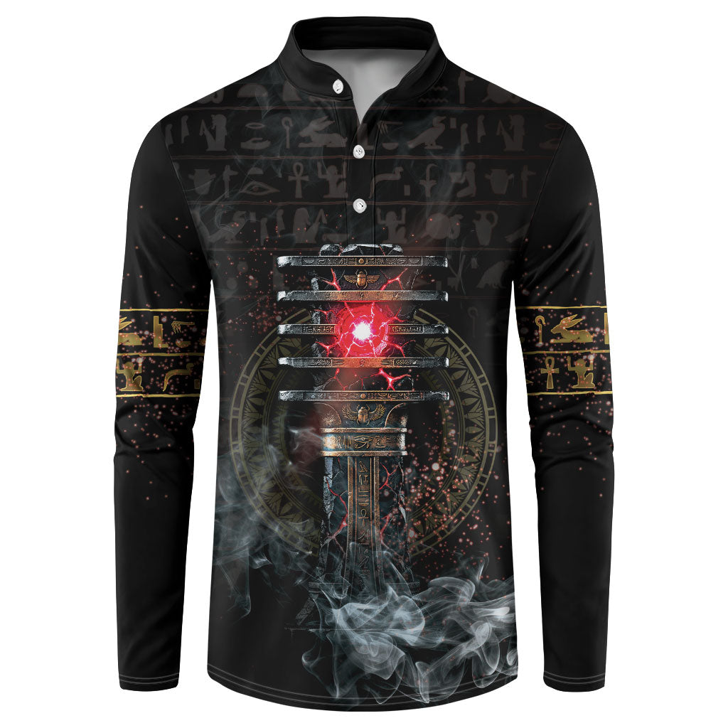 Egypt Djed Button Sweatshirt Glow Smoky Dark Style