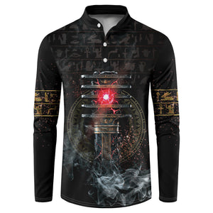Egypt Djed Button Sweatshirt Glow Smoky Dark Style