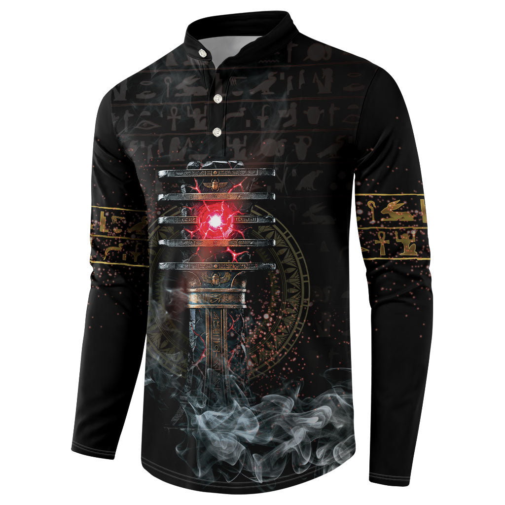 Egypt Djed Button Sweatshirt Glow Smoky Dark Style