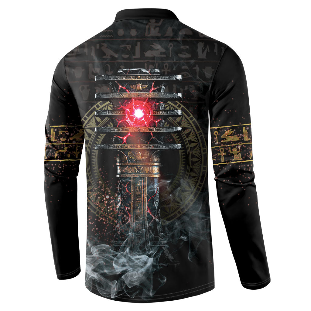 Egypt Djed Button Sweatshirt Glow Smoky Dark Style