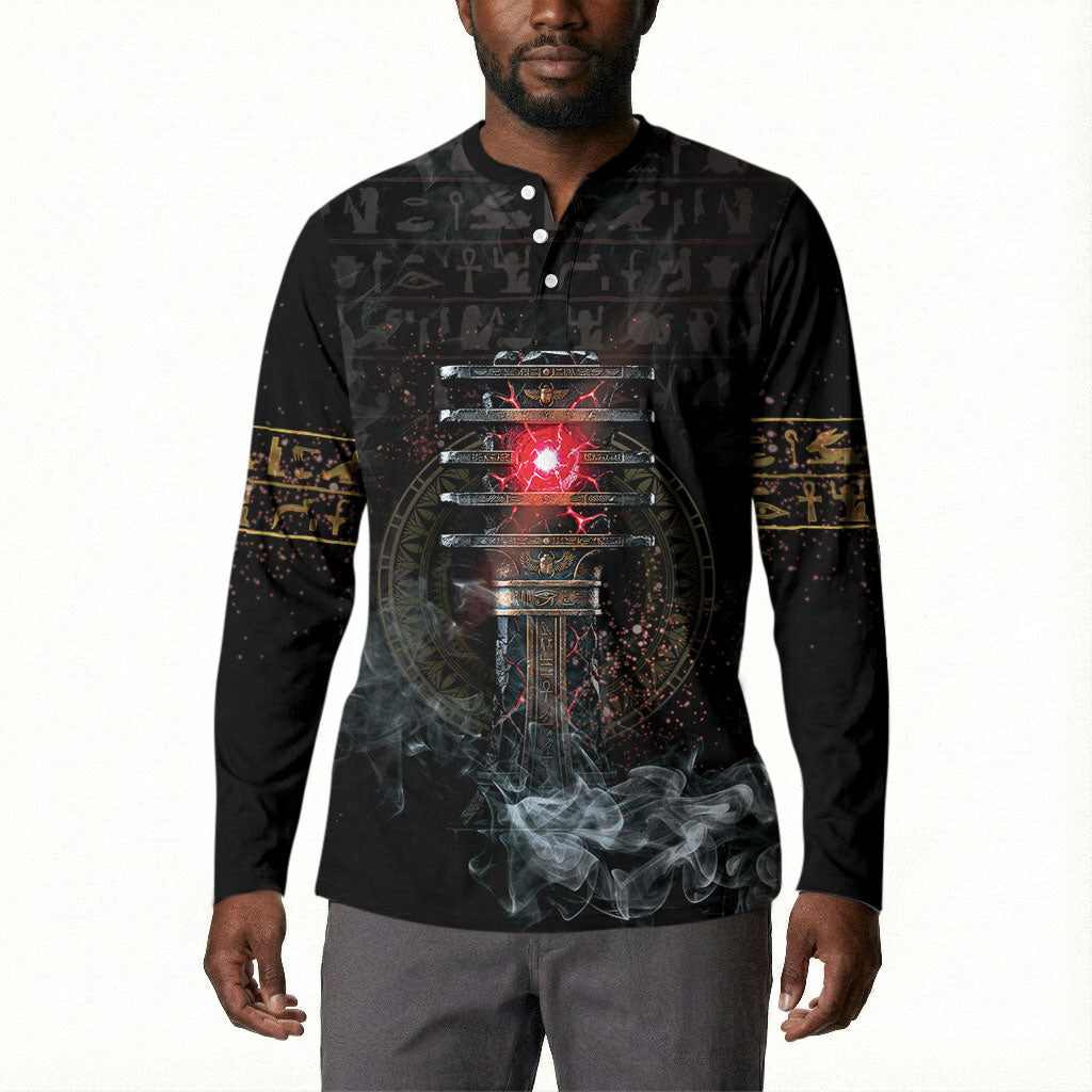 Egypt Djed Button Sweatshirt Glow Smoky Dark Style