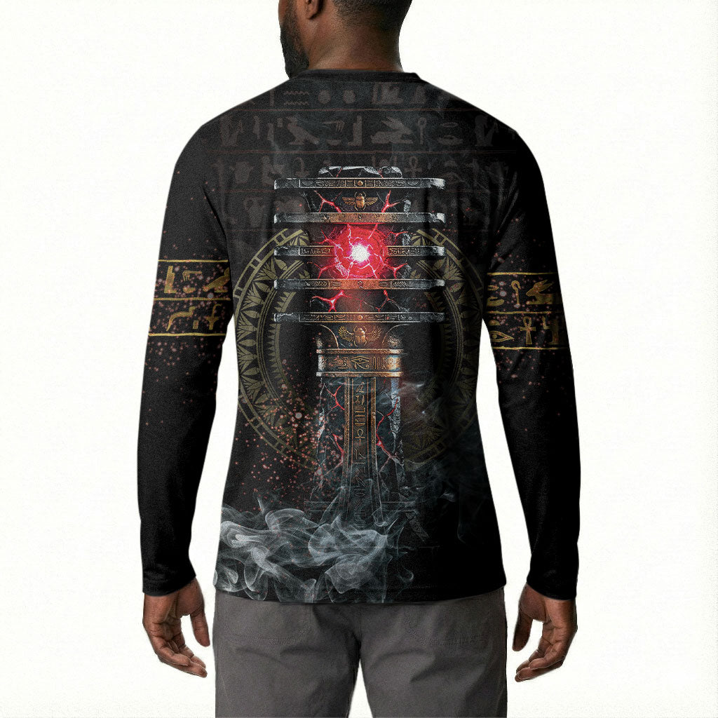 Egypt Djed Button Sweatshirt Glow Smoky Dark Style