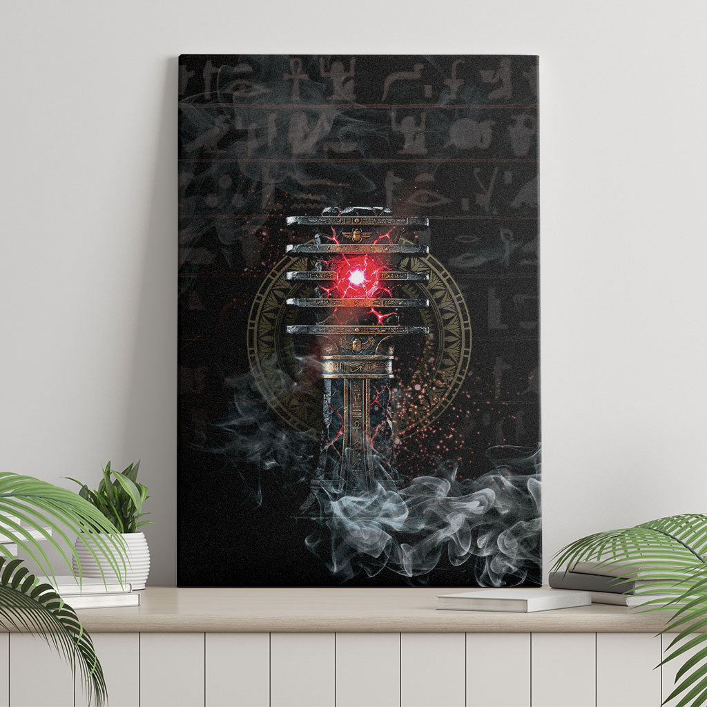 Egypt Djed Canvas Wall Art Glow Smoky Dark Style