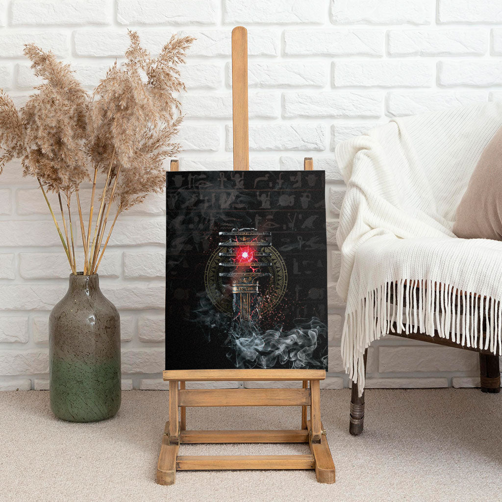 Egypt Djed Canvas Wall Art Glow Smoky Dark Style