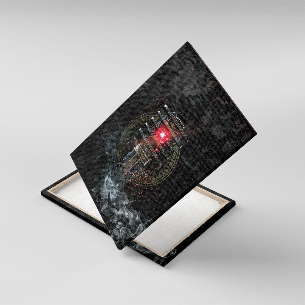 Egypt Djed Canvas Wall Art Glow Smoky Dark Style