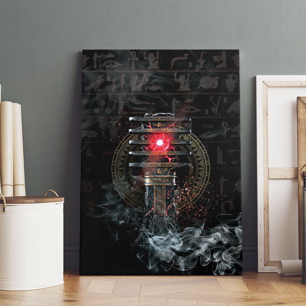 Egypt Djed Canvas Wall Art Glow Smoky Dark Style