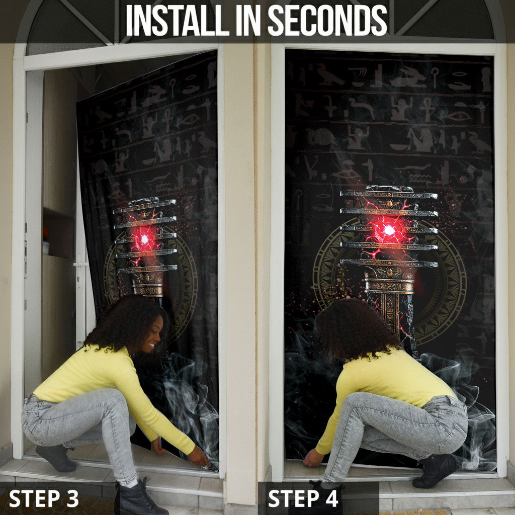 Egypt Djed Door Cover Glow Smoky Dark Style