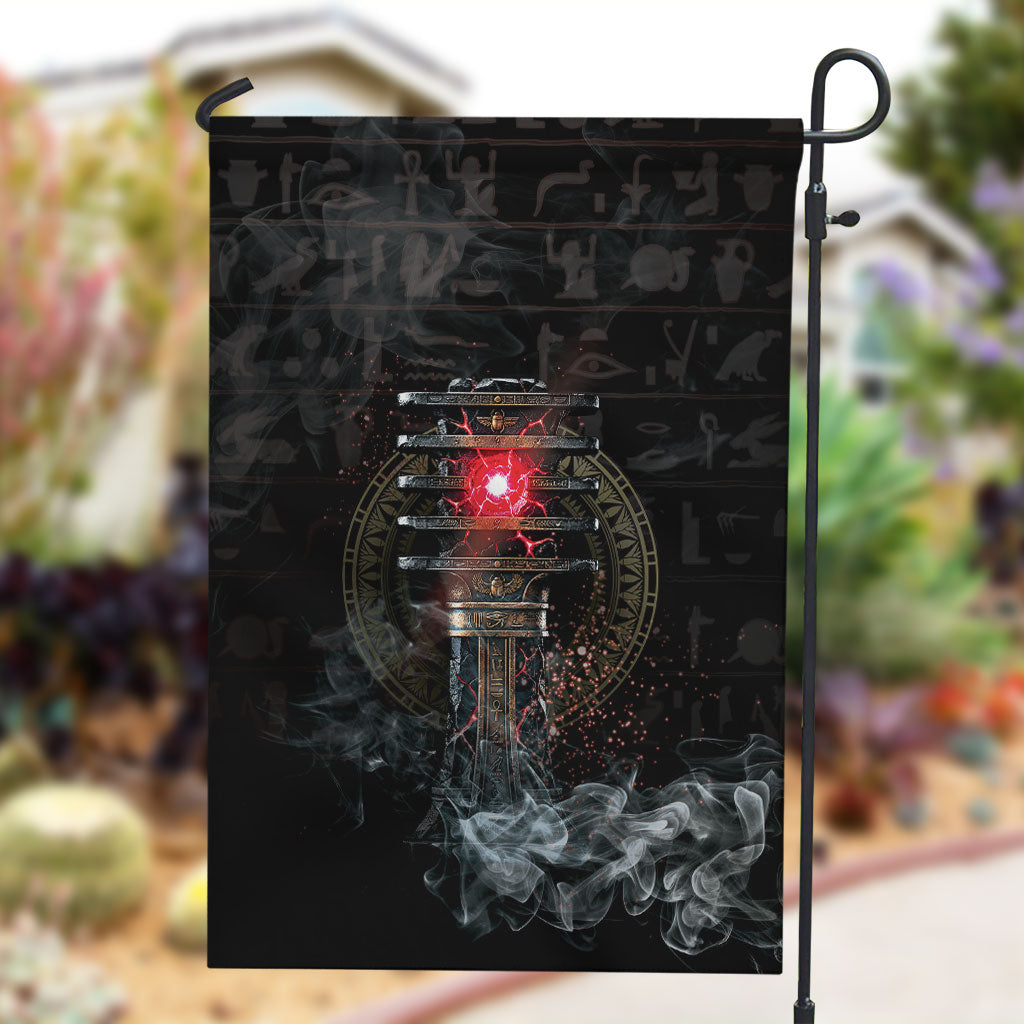 Egypt Djed Garden Flag Glow Smoky Dark Style