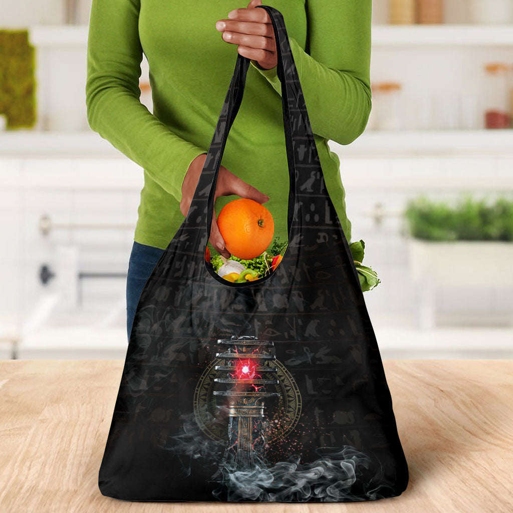 Egypt Djed Grocery Bag Glow Smoky Dark Style
