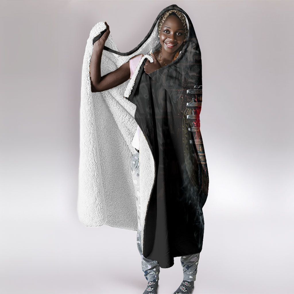 Egypt Djed Hooded Blanket Glow Smoky Dark Style