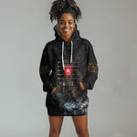 Egypt Djed Hoodie Dress Glow Smoky Dark Style