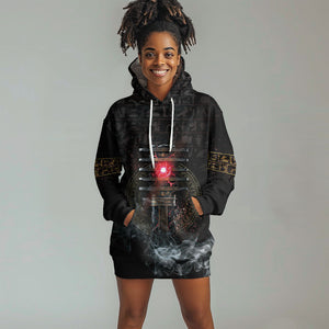 Egypt Djed Hoodie Dress Glow Smoky Dark Style