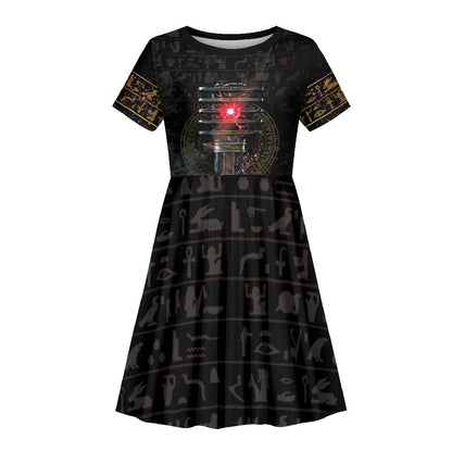Egypt Djed Kid Short Sleeve Dress Glow Smoky Dark Style