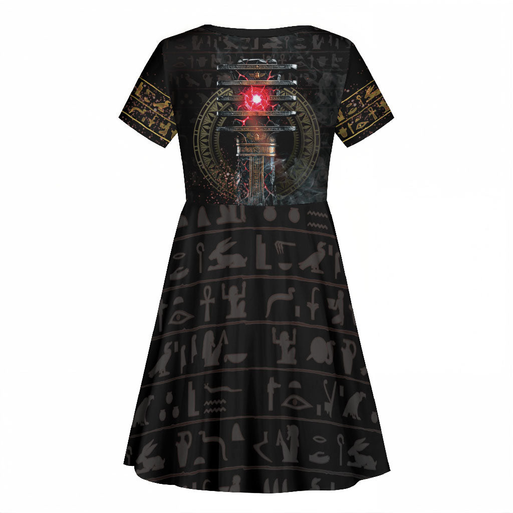 Egypt Djed Kid Short Sleeve Dress Glow Smoky Dark Style