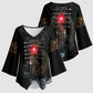 Egypt Djed Kimono Sleeve Blouse Glow Smoky Dark Style