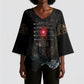 Egypt Djed Kimono Sleeve Blouse Glow Smoky Dark Style