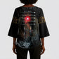 Egypt Djed Kimono Sleeve Blouse Glow Smoky Dark Style