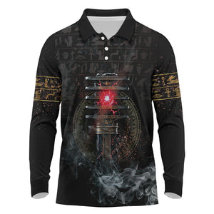 Egypt Djed Long Sleeve Polo Shirt Glow Smoky Dark Style