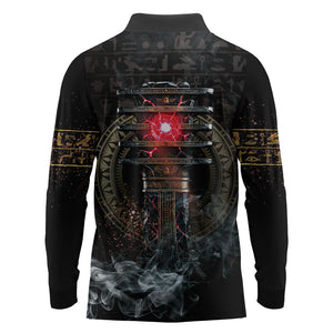 Egypt Djed Long Sleeve Polo Shirt Glow Smoky Dark Style