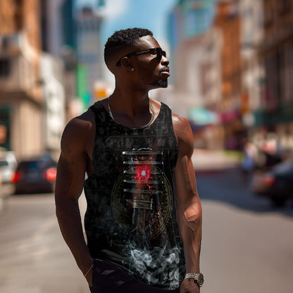 Egypt Djed Men Tank Top Glow Smoky Dark Style