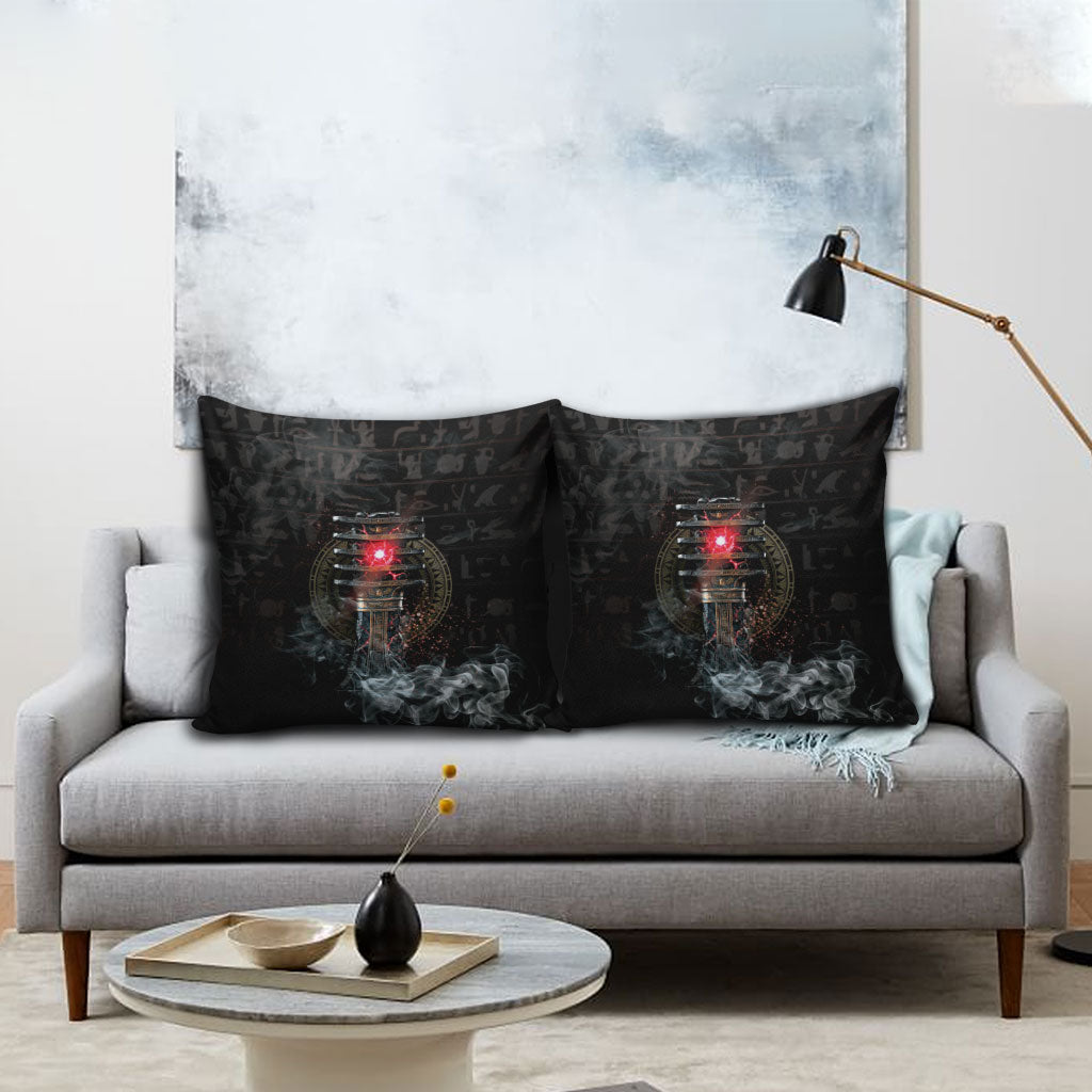Egypt Djed Pillow Cover Glow Smoky Dark Style