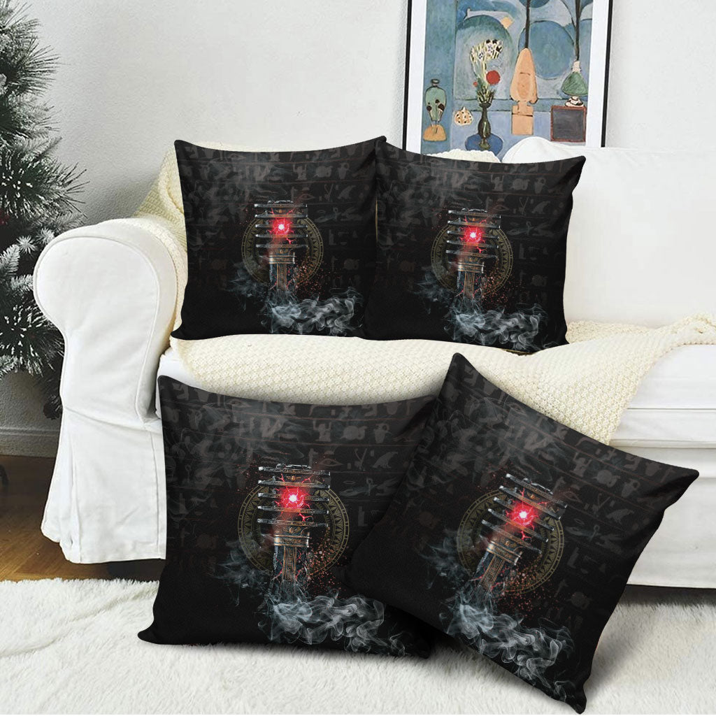 Egypt Djed Pillow Cover Glow Smoky Dark Style