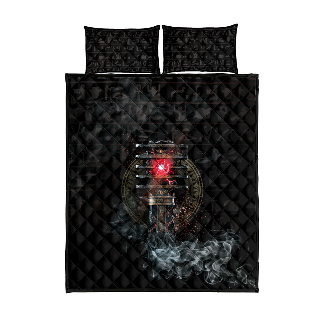 Egypt Djed Quilt Bed Set Glow Smoky Dark Style