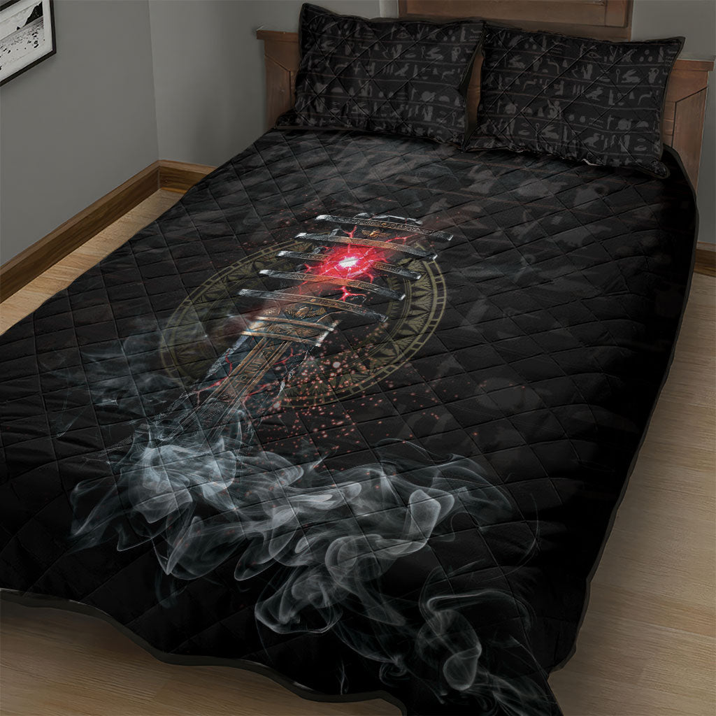 Egypt Djed Quilt Bed Set Glow Smoky Dark Style