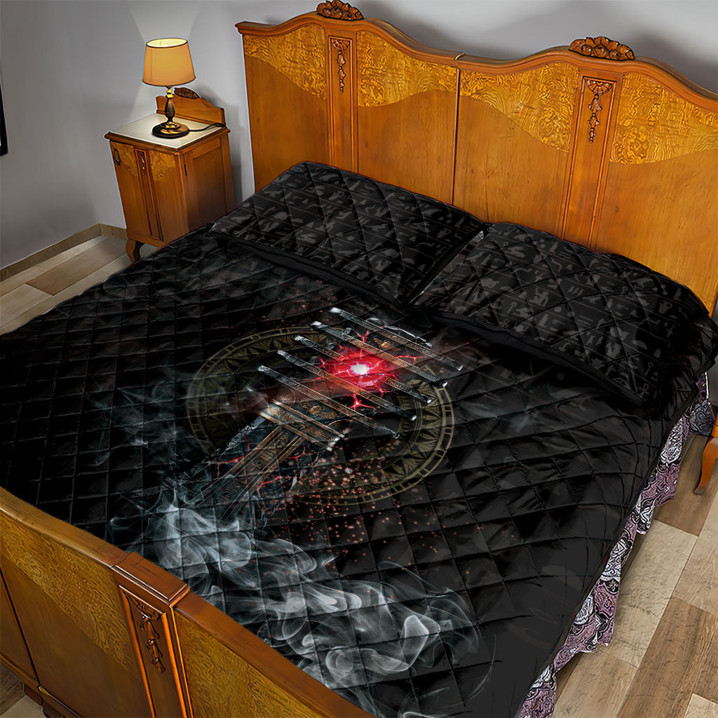 Egypt Djed Quilt Bed Set Glow Smoky Dark Style