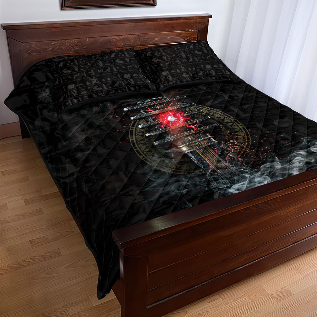 Egypt Djed Quilt Bed Set Glow Smoky Dark Style