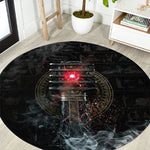 Egypt Djed Round Carpet Glow Smoky Dark Style