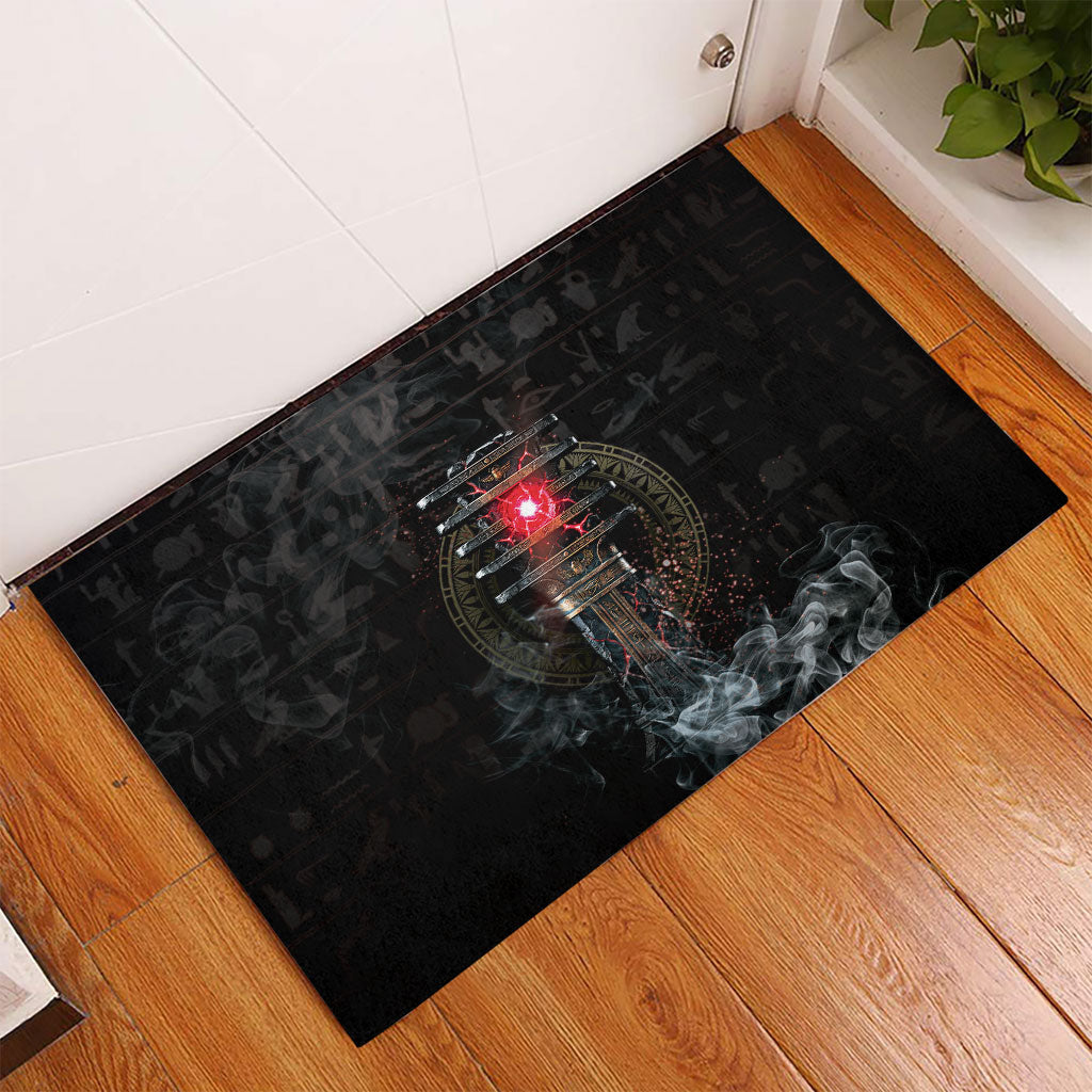 Egypt Djed Rubber Doormat Glow Smoky Dark Style
