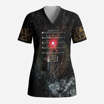 Egypt Djed Scrub Top Glow Smoky Dark Style