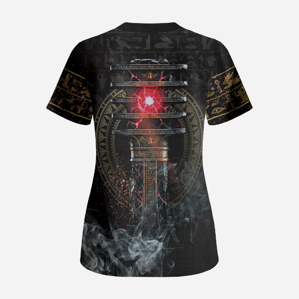 Egypt Djed Scrub Top Glow Smoky Dark Style